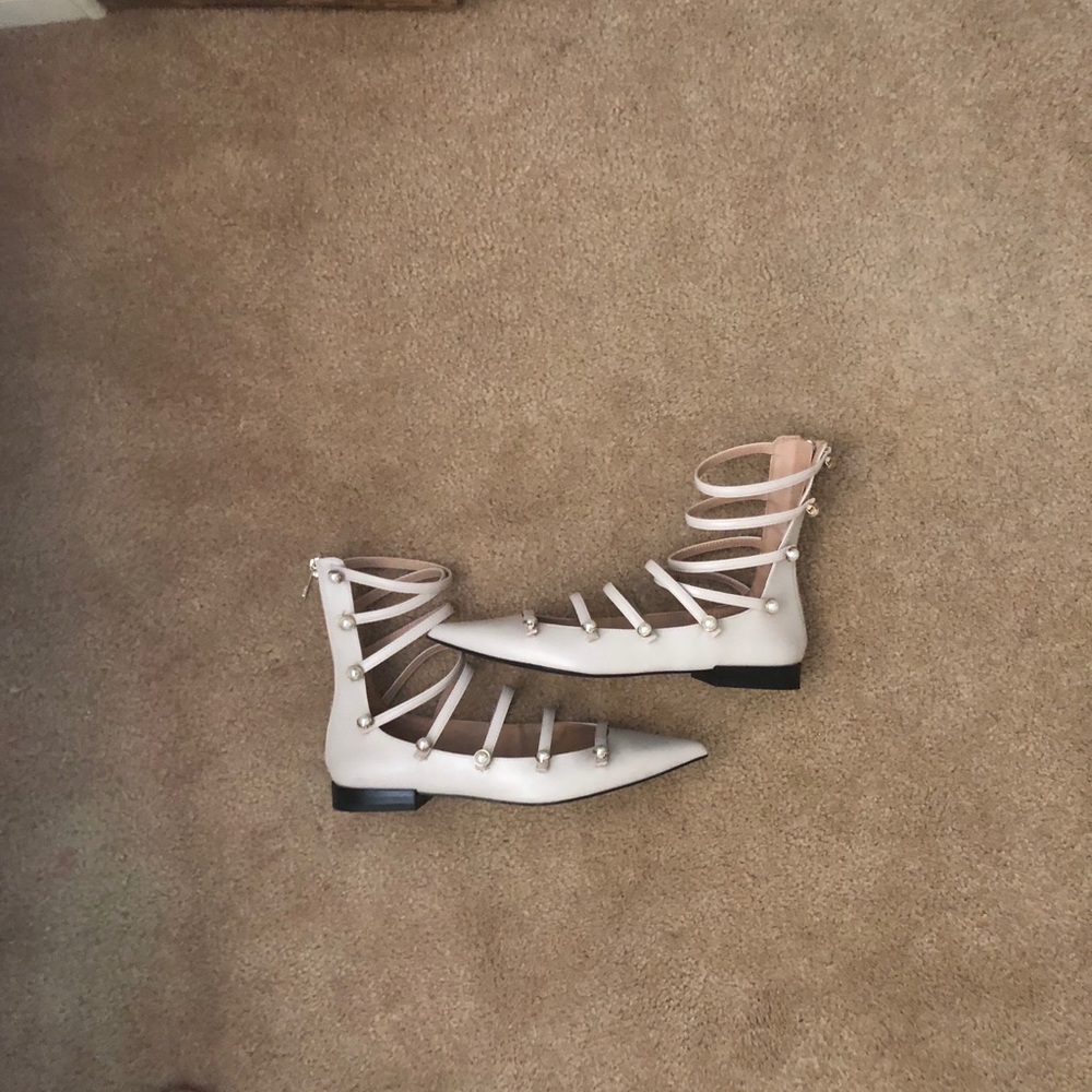 Zara faux pearl flats